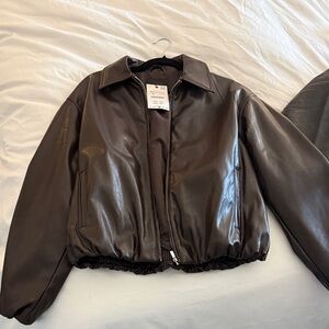 Zara brown faux leather jacket